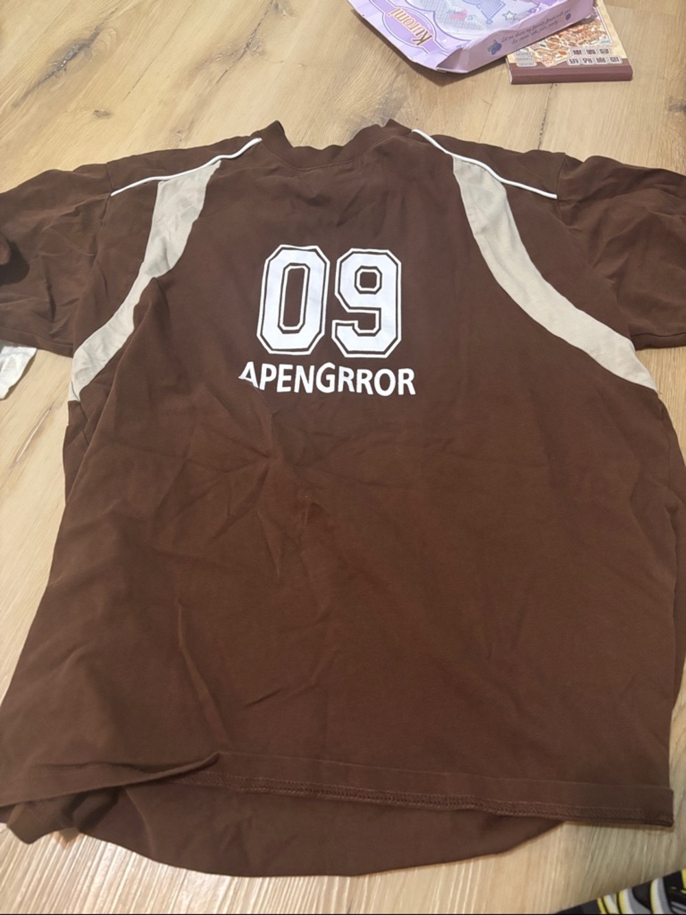 APENGRROR Brown Short Sleeve Tee with Sport Graphic